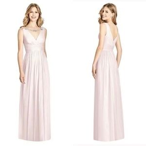 NWT Jenny Packham Dessy Group Chiffon Rhinestone Crystal Maxi Dress Pink JP1005